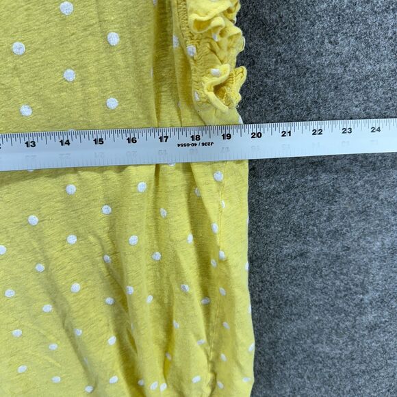 Loft T-Shirt Women L Large Yellow Polka Dot Linen Short Sleeve Round Neck Casual - Picture 5 of 7